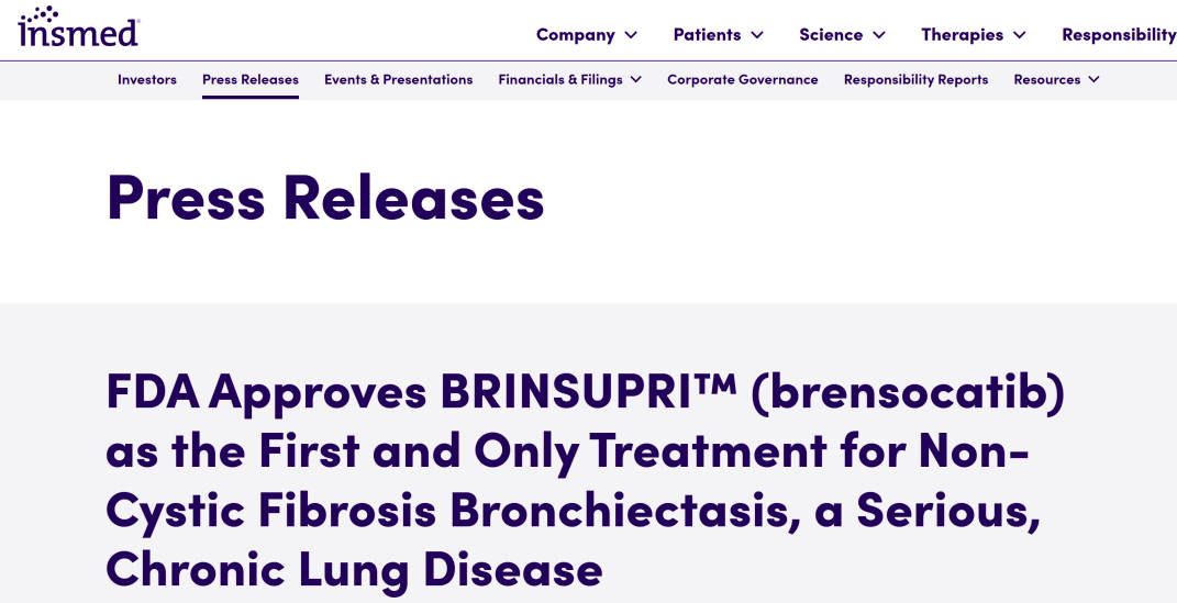 Brensocatib获FDA批准：首款非囊性纤维化支气管扩张症靶向治疗药物问世